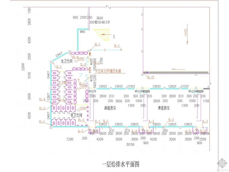 教学办公楼设计平面图资料下载-学校教学办公楼给排水设计