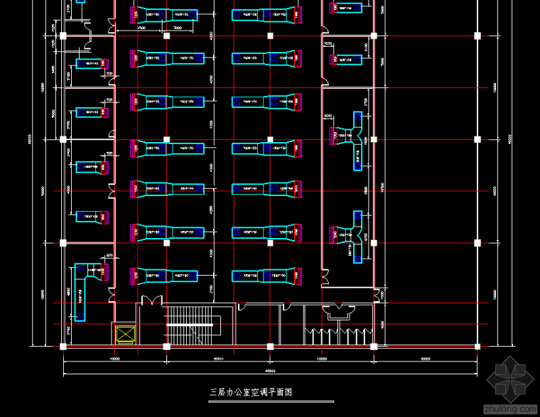 写字楼全套cad施工图资料下载-三层写字楼空调施工图