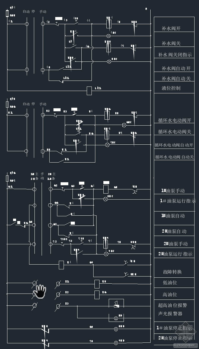 低压开关柜二次原理图资料下载-宿舍群供热水系统控制二次控制原理图