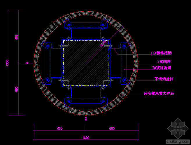 CAD包柱施工节点资料下载-大理石包柱详图