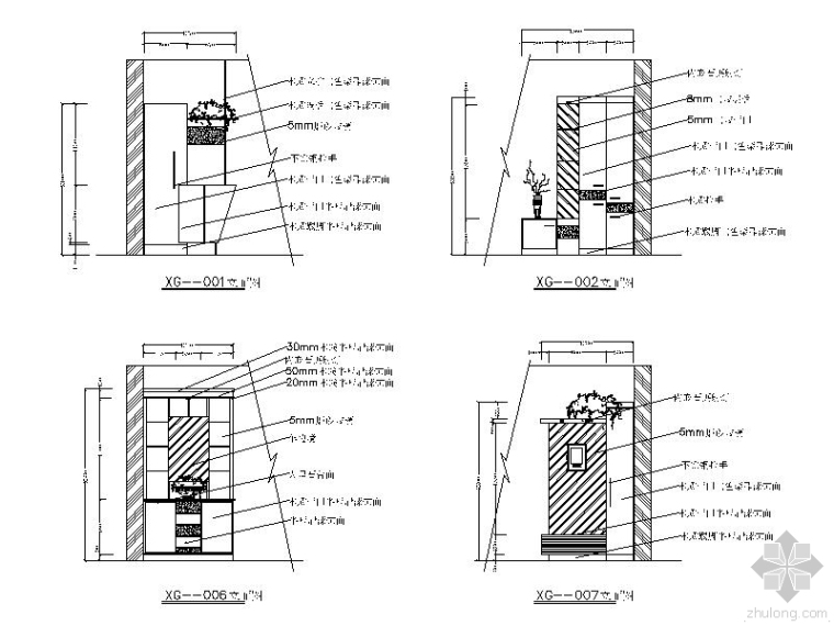 门厅玄关3D图块资料下载-玄关衣帽柜施工图