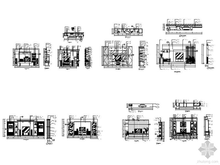 CAD电视背景墙详图资料下载-电视机背景墙图集