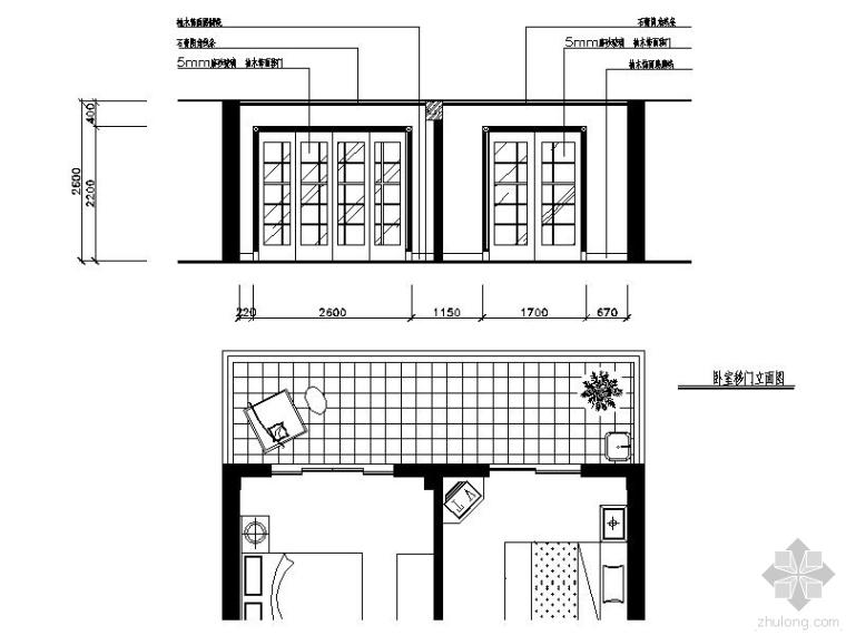 室内CAD欧式床立面图块资料下载-简约型家装立面图