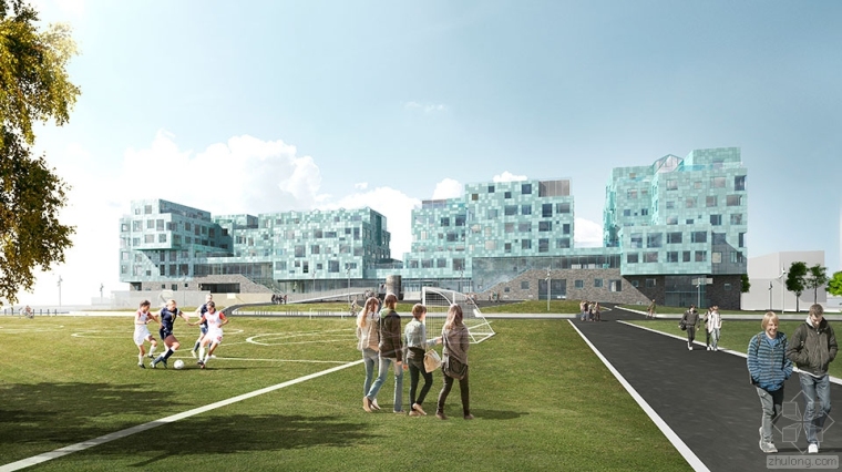 太阳能板建筑资料下载-丹麦最大建筑与太阳能发电一体化工程 Nordhavn国际学校