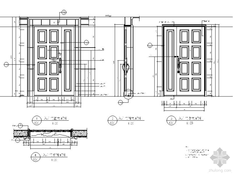 入户门模型下载资料下载-别墅入户门详图