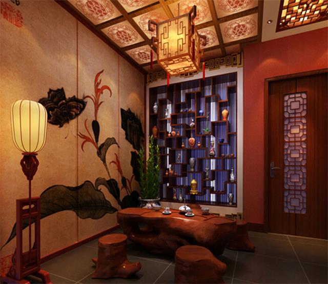 中国传统纹样资料下载-古香古韵 四合随心的古典茶楼装修