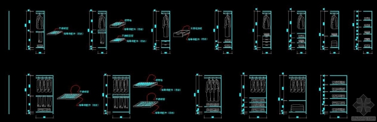 cad平面衣柜衣服图块资料下载-衣柜CAD精细实用施工图99套