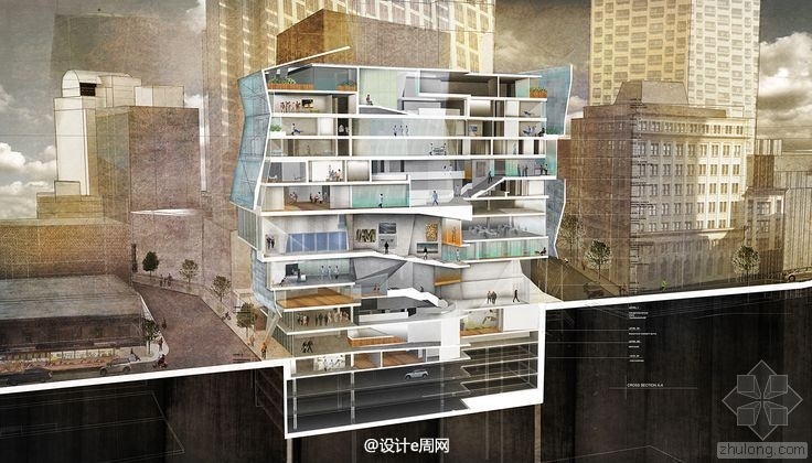 上海怡丰城建筑资料下载-清新怡人的城市建筑剖面图