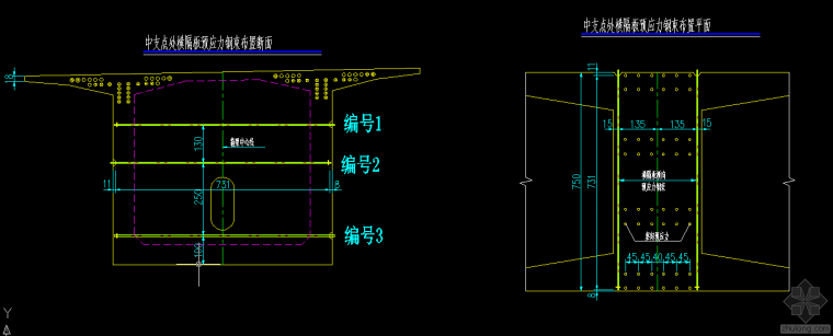 桥梁横向预应力布置资料下载-挂篮0#块横隔板横向预应力张拉端左右幅预埋位置