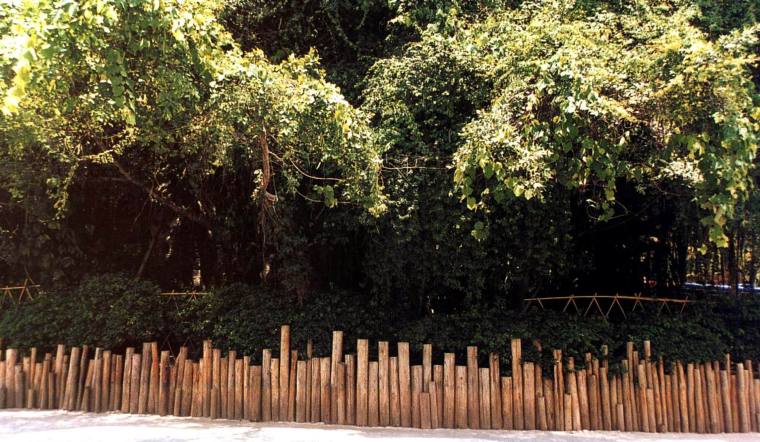 木桩su模型资料下载-高低变化的木桩构成的木篱