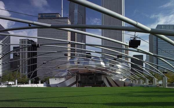 美国芝加哥高地公园资料下载-美国芝加哥千禧公园露天音乐厅