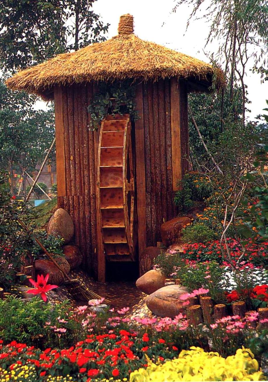 多样化的水车-园林小品案例-筑龙园林景观论坛