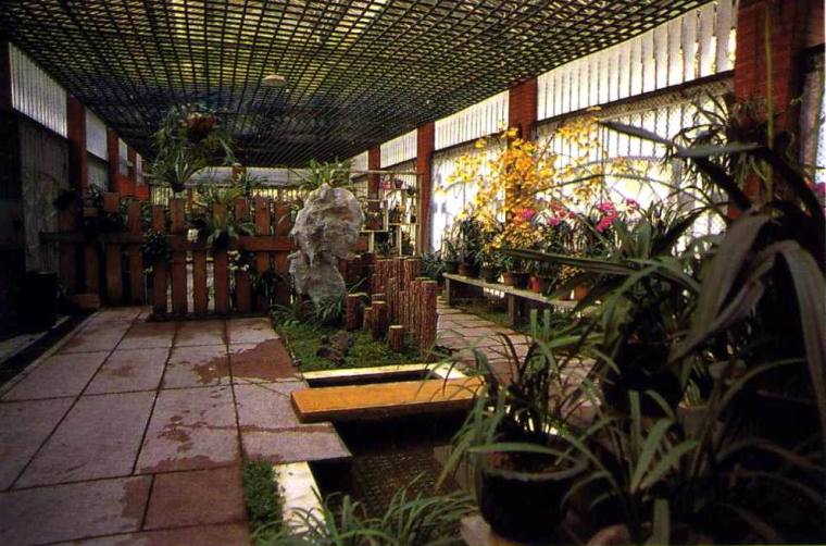 2d配景人物植物资料下载-花架景石植物等分隔室内空间