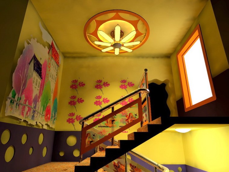 幼儿园楼梯su资料下载-星艺幼儿园楼梯间