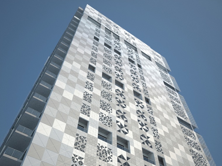 加拿大摩天住宅楼资料下载-“折纸”摩天大厦