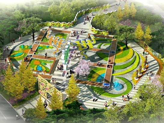 湿地园林景观效果图资料下载-第七届中国(济南)园博园城市展园效果图