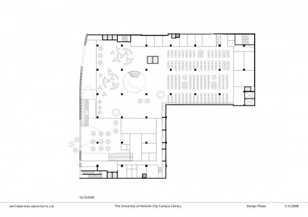 一层平面图 1st floor plan-赫尔辛基大学校园图书馆第17张图片