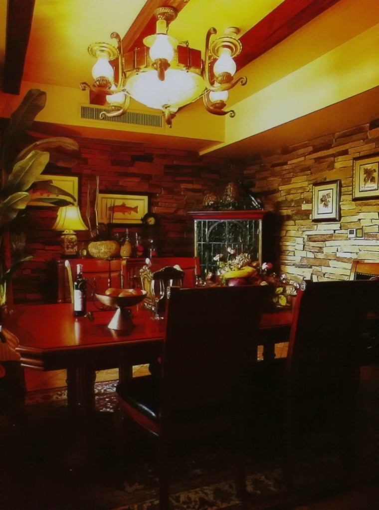 餐厅内，大面的石墙装饰及绿意的-居室装饰--来自托斯卡那的风第6张图片