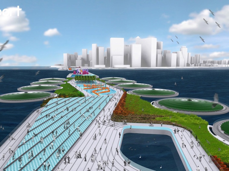城市综合体学生作品资料下载-碳技术浮桥藻类公园设计