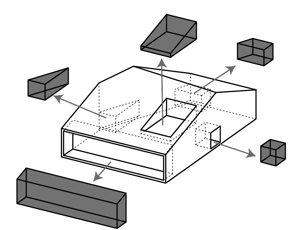 展开剖面图 exploded axo-阿姆斯特丹bussum别墅第16张图片