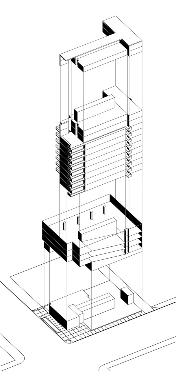 轴测 axon 北立面图 north elevation 标准平面图 typical floor plan