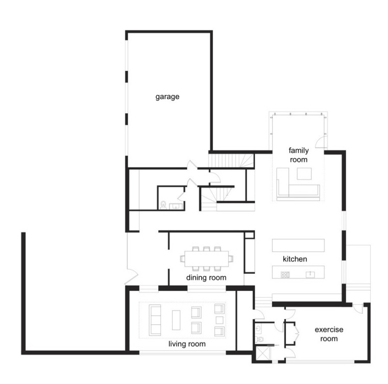 一层平面图 first floor plan-黑白住宅第18张图片