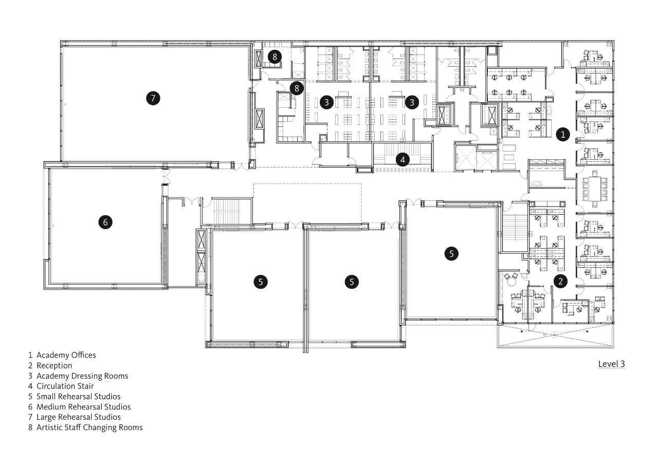 三层平面图 third level plan-休斯敦芭蕾舞蹈中心第11张图片