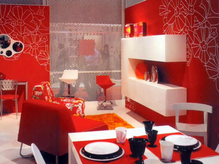 欧式房间简约装修风格资料下载-红色主题房间