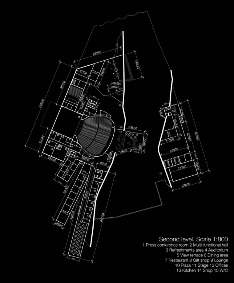 二层平面图 second level plan-釜山歌剧院设计方案第8张图片
