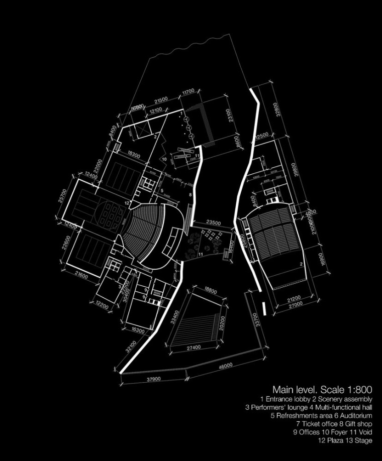 主体规划图 main level plan-釜山歌剧院设计方案第13张图片