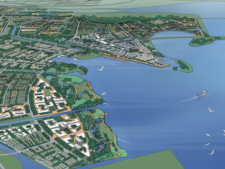 齐鲁文化湿地资料下载-山东青岛胶州湾北部新城规划设计