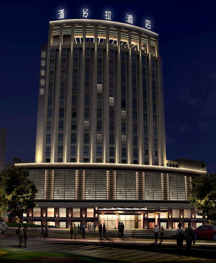 潘多拉神奇魔法屋资料下载-潘多拉酒店建筑夜景照明专项设计