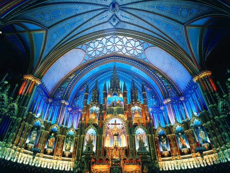 北美教堂cad资料下载-加拿大蒙特利尔圣母院大教堂灯光表演
