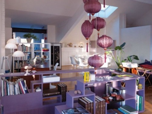 中式loft风格资料下载-混搭风紫色LOFT住宅