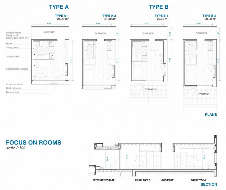 房间布局 room layouts-阿尔玛酒店设计方案第5张图片