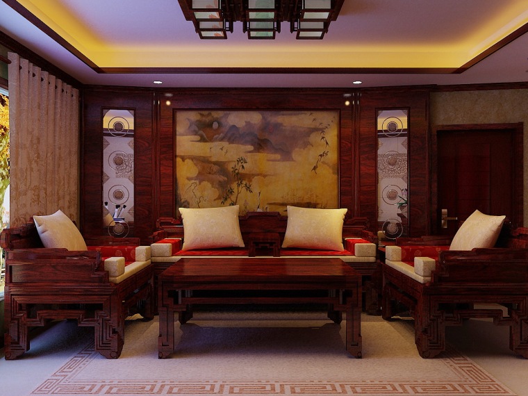 中式家居平面图资料下载-西户型中式家居设计
