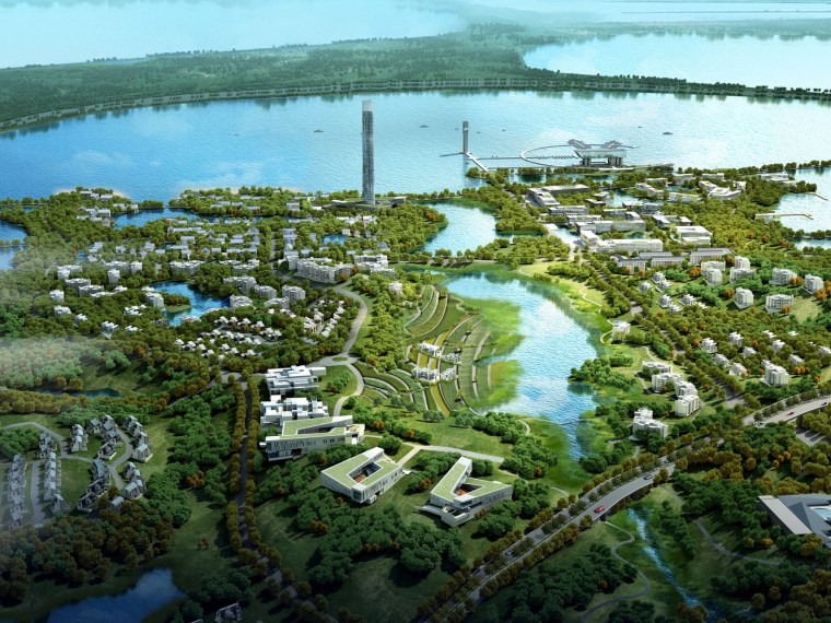 九江赛城湖新区城市设计资料下载-九江市八里湖新区生态组团概念规划设计