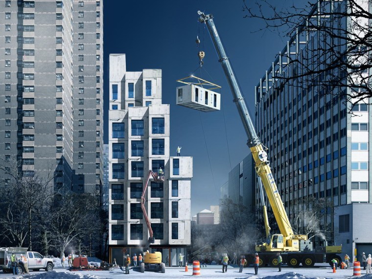 纽约曼哈顿公寓楼资料下载-纽约悬挂“微单元”住房比赛获奖名单公布
