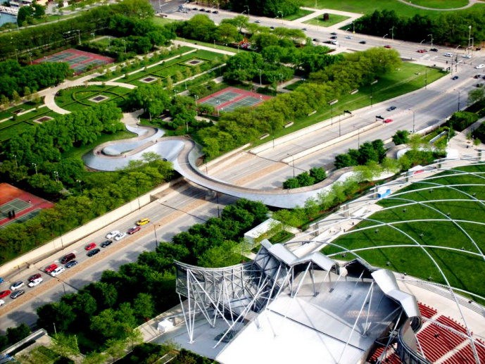 16米人行天桥设计图资料下载-美国芝加哥BP人行天桥