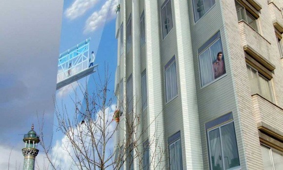 蓝天白云天天见，伊朗德黑兰的居民楼涂鸦作品第3张图片