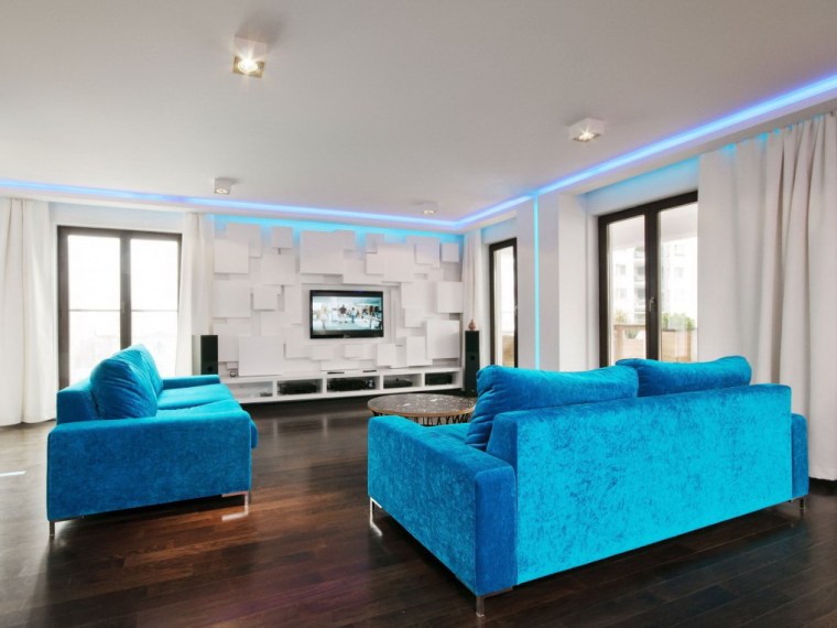 玻璃推拉门3d资料下载-色彩丰富的公寓