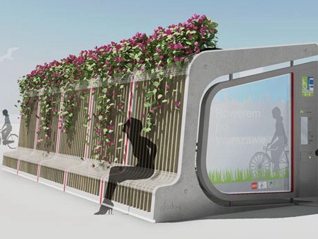 城市家具SU资料下载-植物覆盖的自行车场可以兼作城市家具