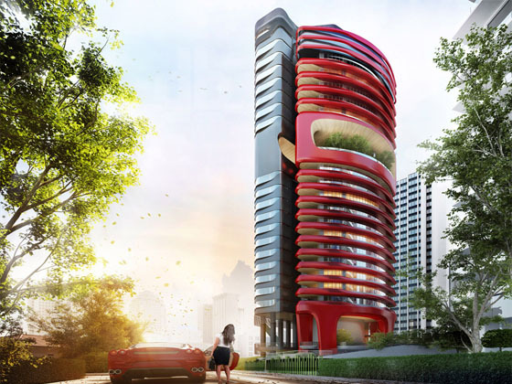 温暖的红色公寓资料下载-新加坡豪华公寓