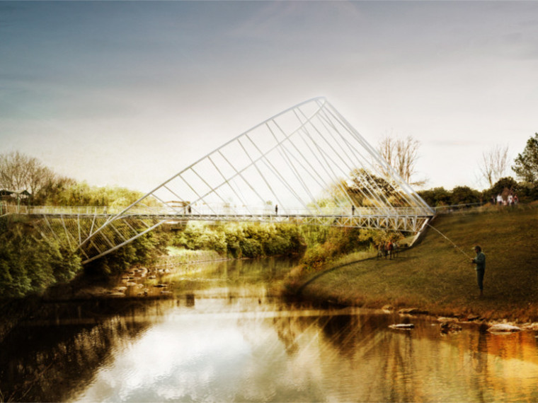圆形桁架桥资料下载-英国索尔福德椭圆草地桥