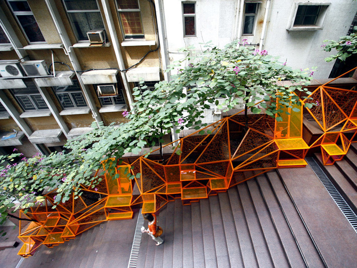 带滑动支座板式楼梯资料下载-香港楼梯景观