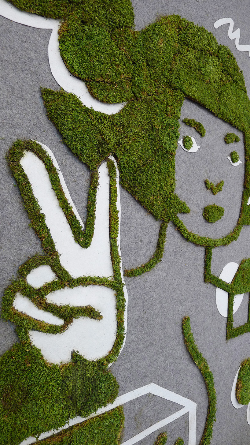 垂直苔藓涂鸦景观