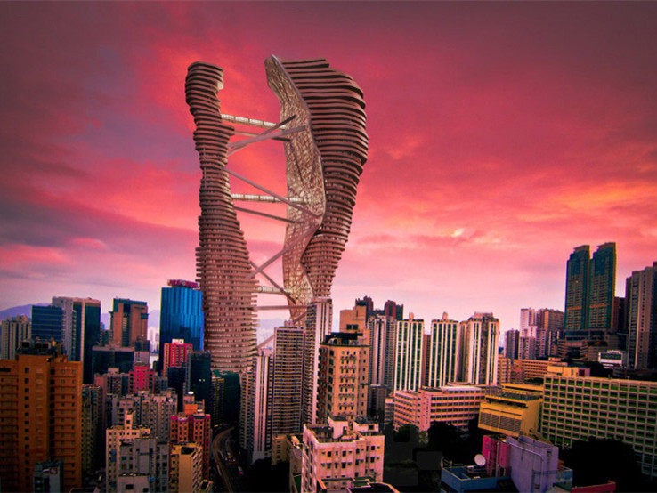 中式电视墙造型资料下载-香港农业梯田造型的摩天大楼