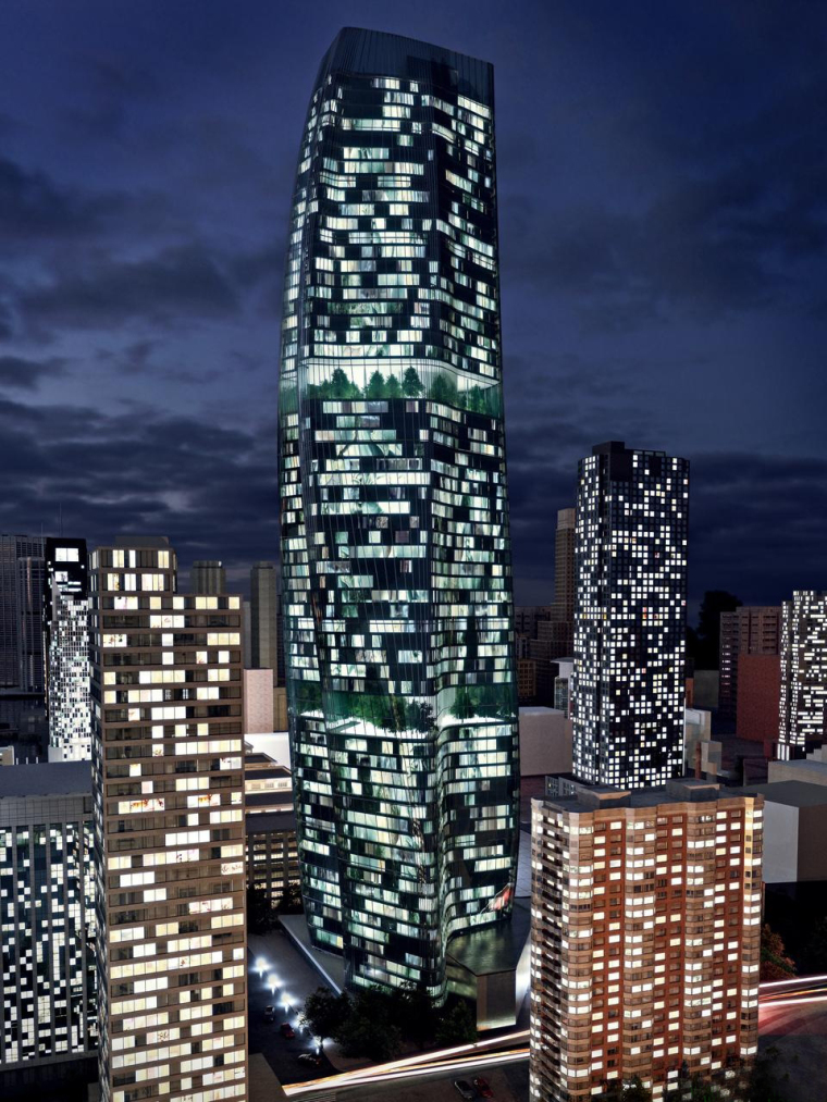 美国泽西城垂直塔方案设计外部夜-美国泽西城垂直塔方案设计第5张图片