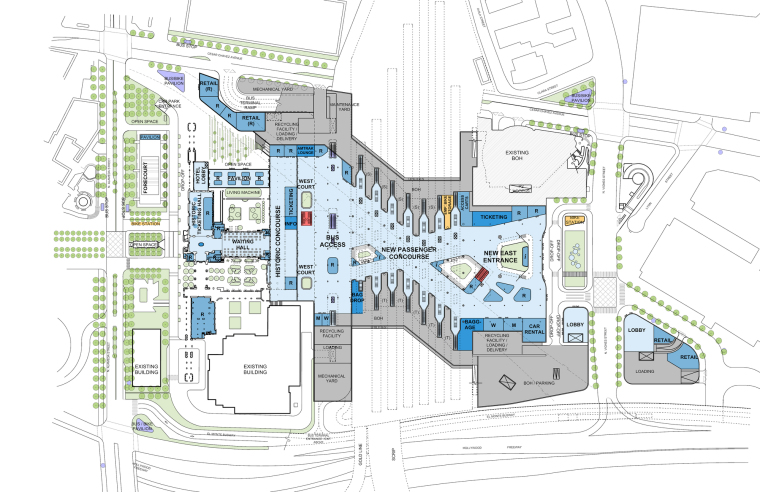 美国洛杉矶联合车站设计方案平面-美国洛杉矶联合车站设计方案第7张图片