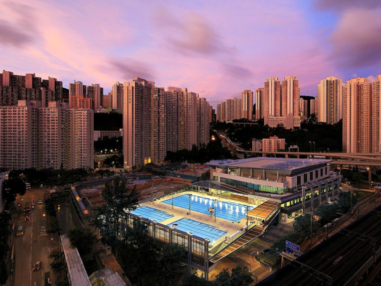 雅典奥运会主场馆设计资料下载-香港观塘泳池场馆及游乐场